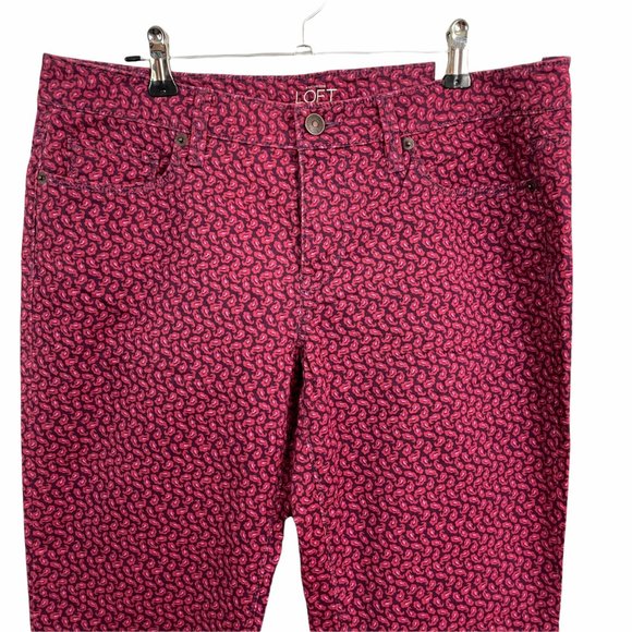 Ann Taylor Loft | Women's Pink Modern Straight Geometric Print Jeans 8 29x32 - Picture 2 of 7